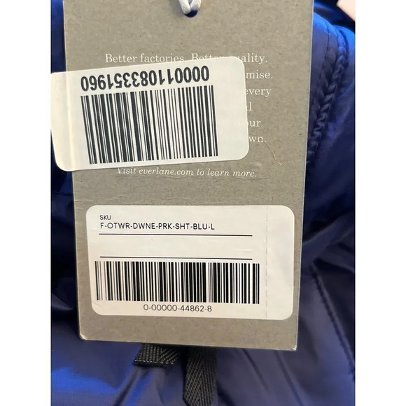 Everlane Re:down Puffy Puff Water Resistant Hooded Jacket in Blue Large New - Picture 8 of 12